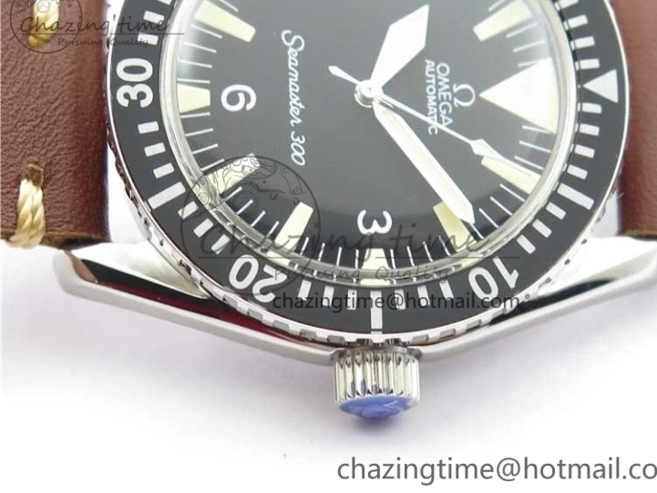 1219 Vintage Seamaster 300 No Date SS B12 Black Dial On Brown Leather Strap A2836 (Free Nylon Strap) Comfortable 7912
